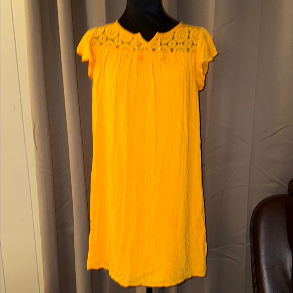 True Craft Juniors Yellow Lace Detail Dress